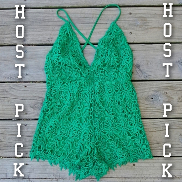 Forever 21 Pants - Host Pick Size S Forever 21 Deep V-Cut Lace Romper